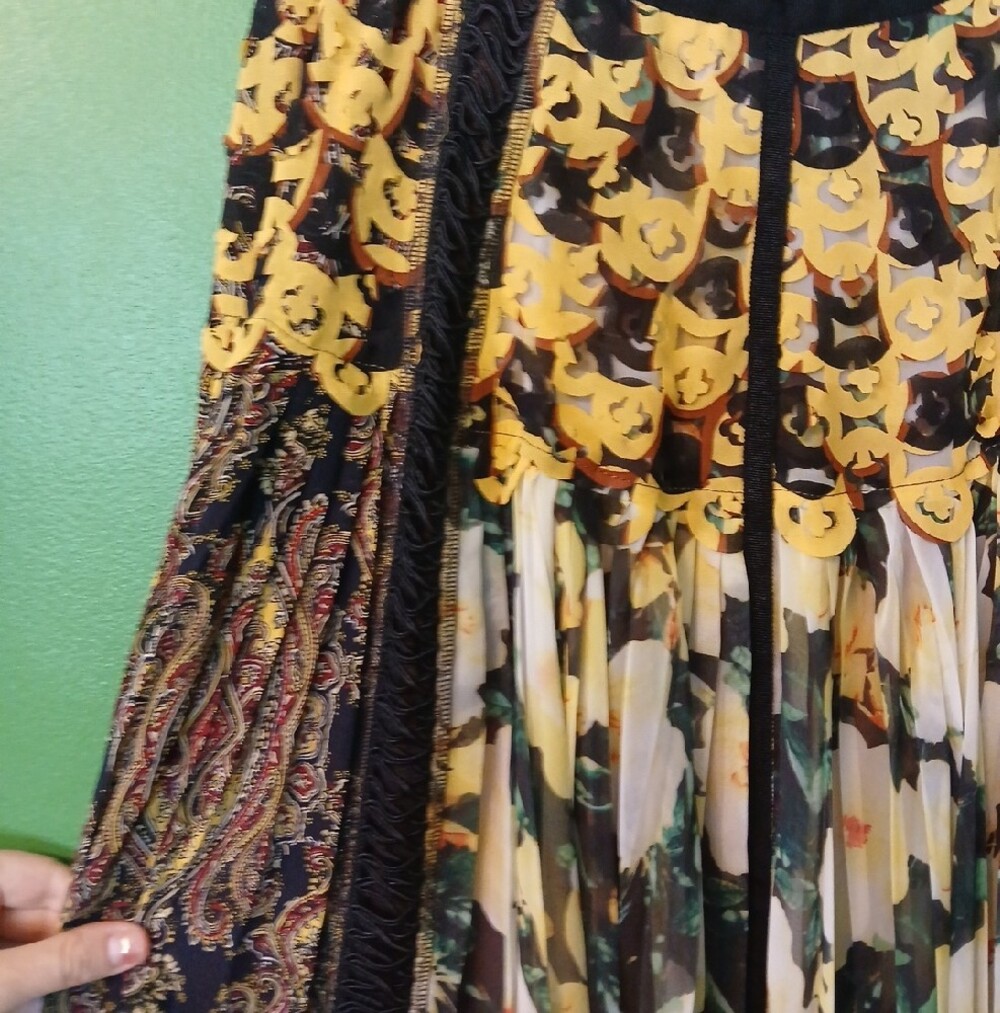 Beguile By Byron Lars Bohemian Multi-Pattern Maxi Skirt - Black & Multicolor - Picture 8 of 12